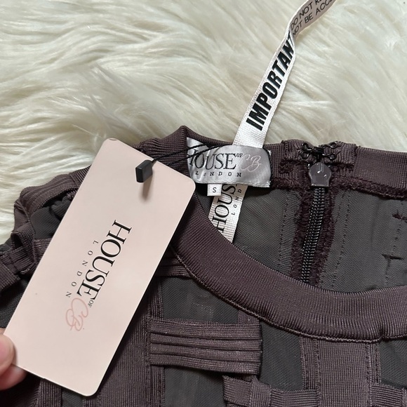 HOUSE OF CB Lola Charcoal Bodycon Bandage Long Sleeve Dress - Picture 3 of 3